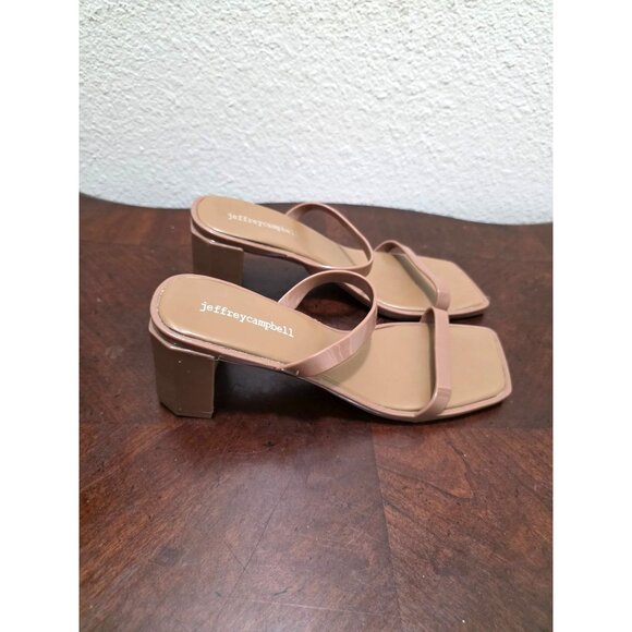 Jeffrey Campbell Tan Strappy Square Toe Block Heel Sandals Womens Size 7 - Picture 3 of 11